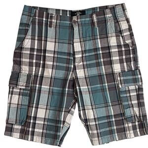 Beverly Hills Polo Club Men's Plaid Cargo Shorts Size 34